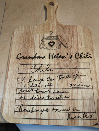 Hand Written Recipe Cutting Boards