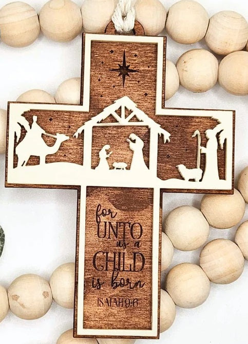 Nativity Cross Ornament